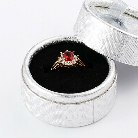 18 Carat Rose Gold Plated Cranberry Ring - Picture 2 of 7